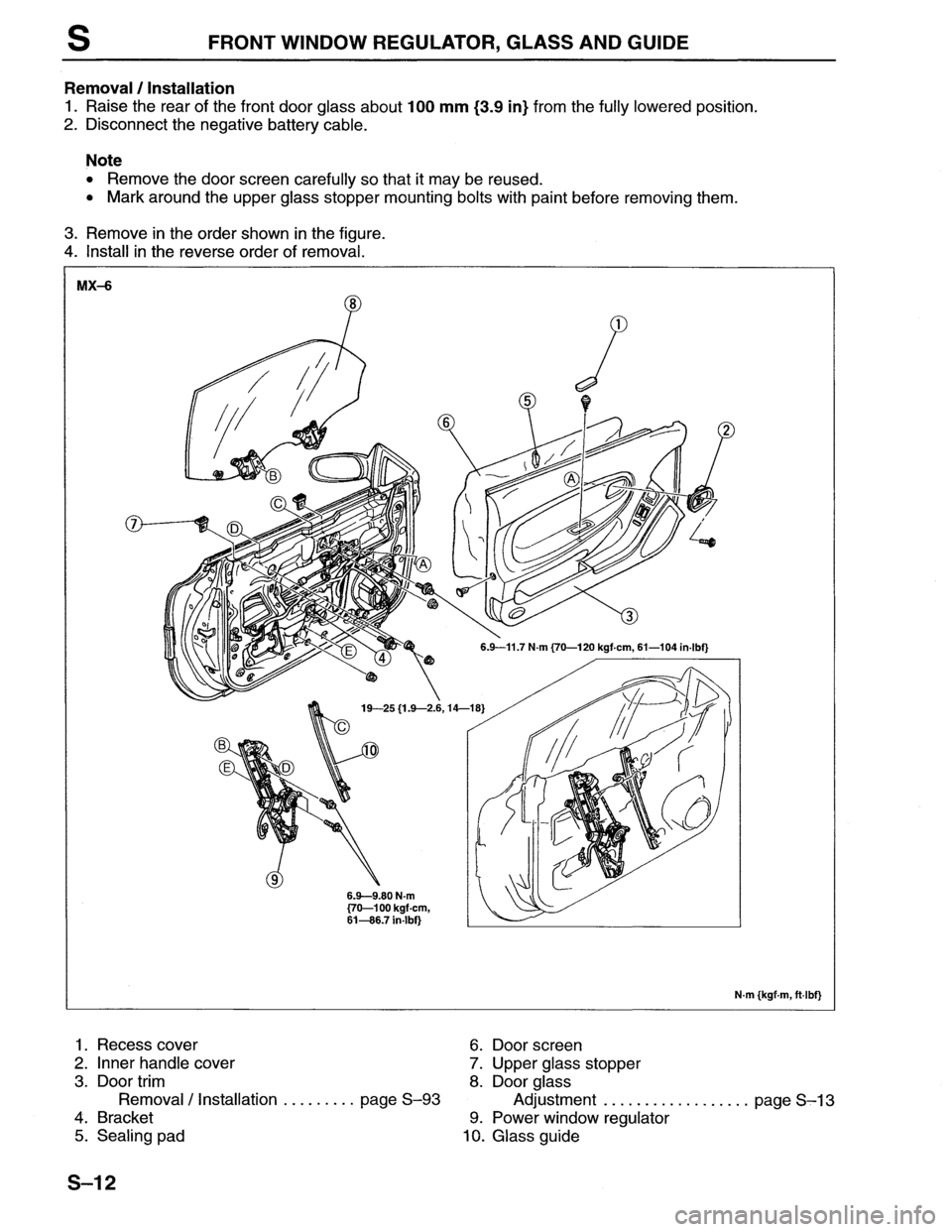 MAZDA MX-6 1996  Workshop Manual 