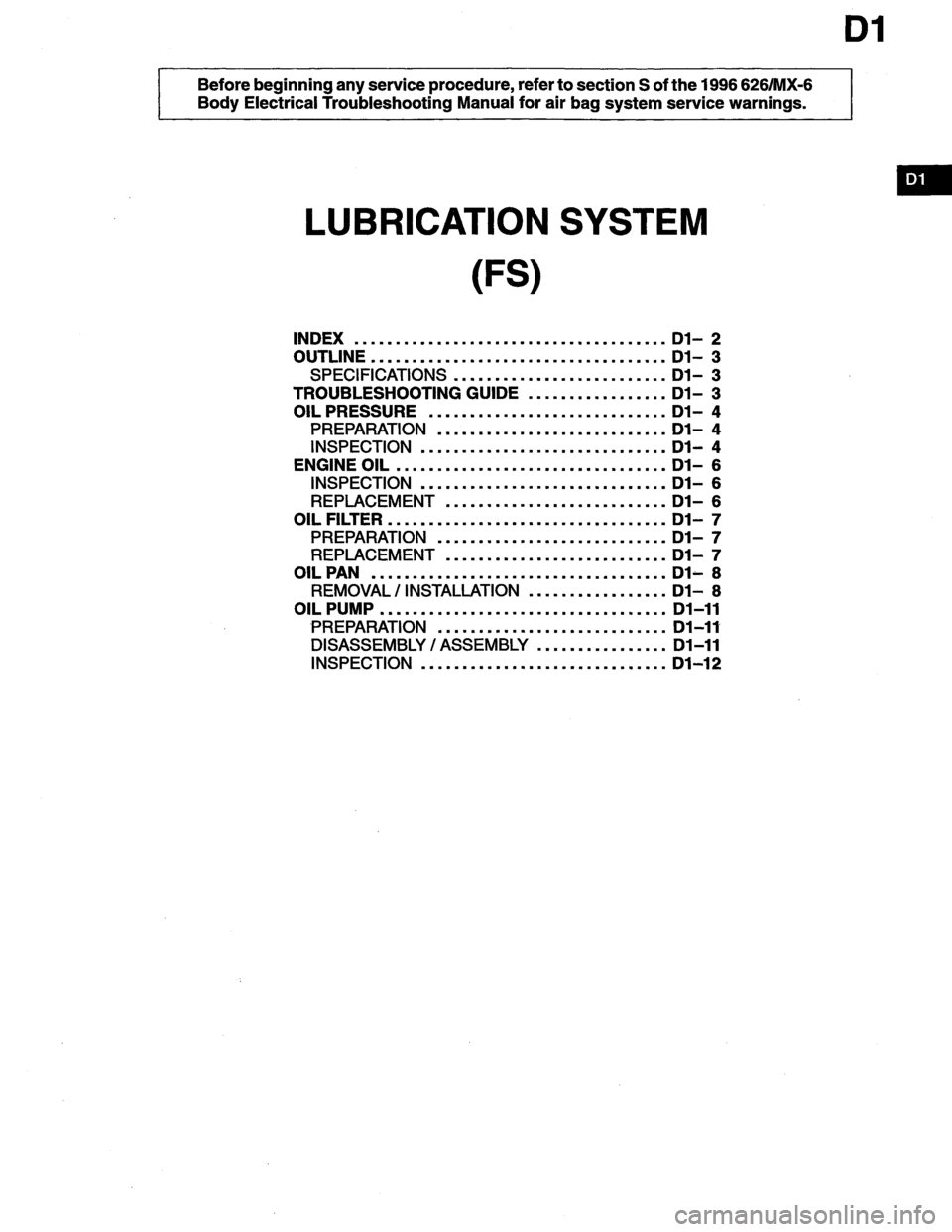 MAZDA MX-6 1996  Workshop Manual 