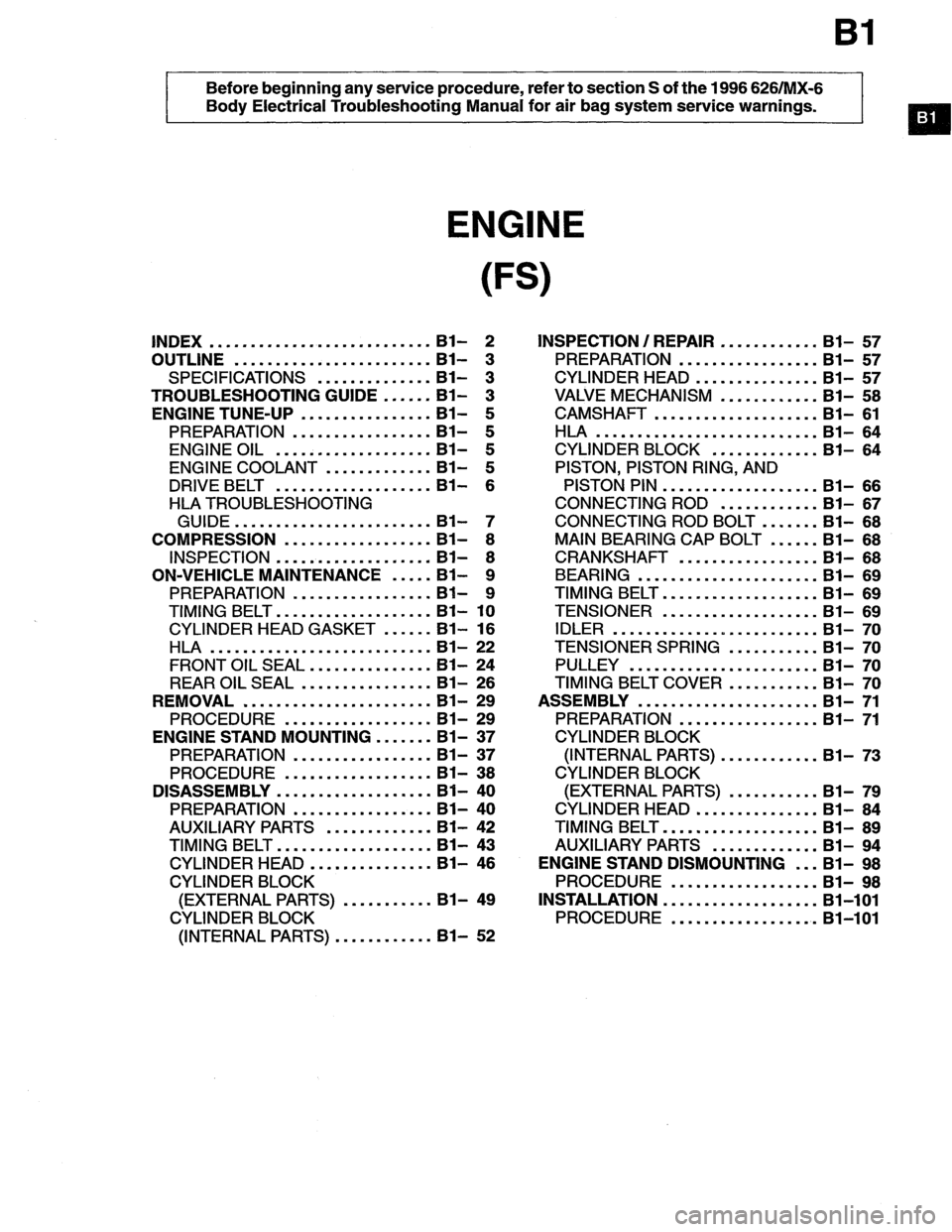 MAZDA MX-6 1996  Workshop Manual 