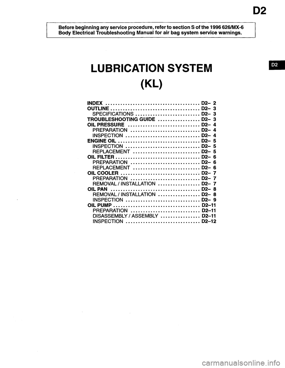 MAZDA MX-6 1996  Workshop Manual 
