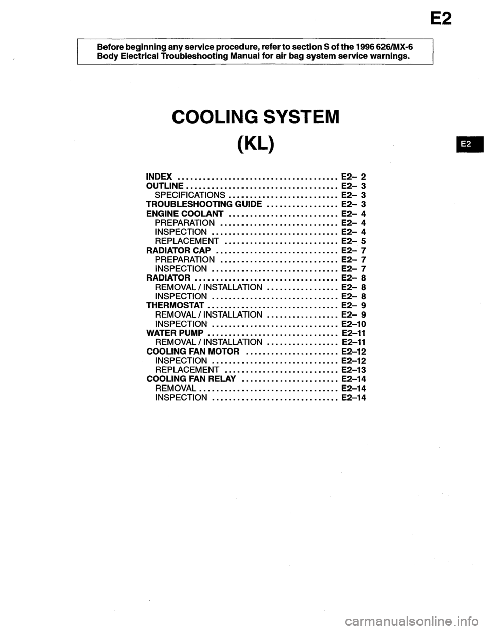 MAZDA MX-6 1996  Workshop Manual 