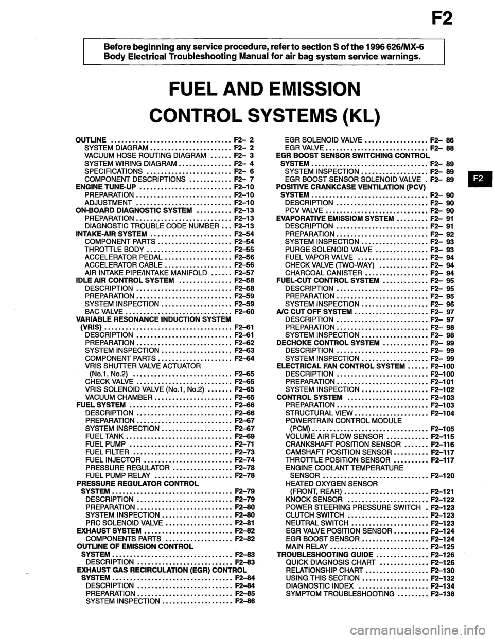 MAZDA MX-6 1996  Workshop Manual 