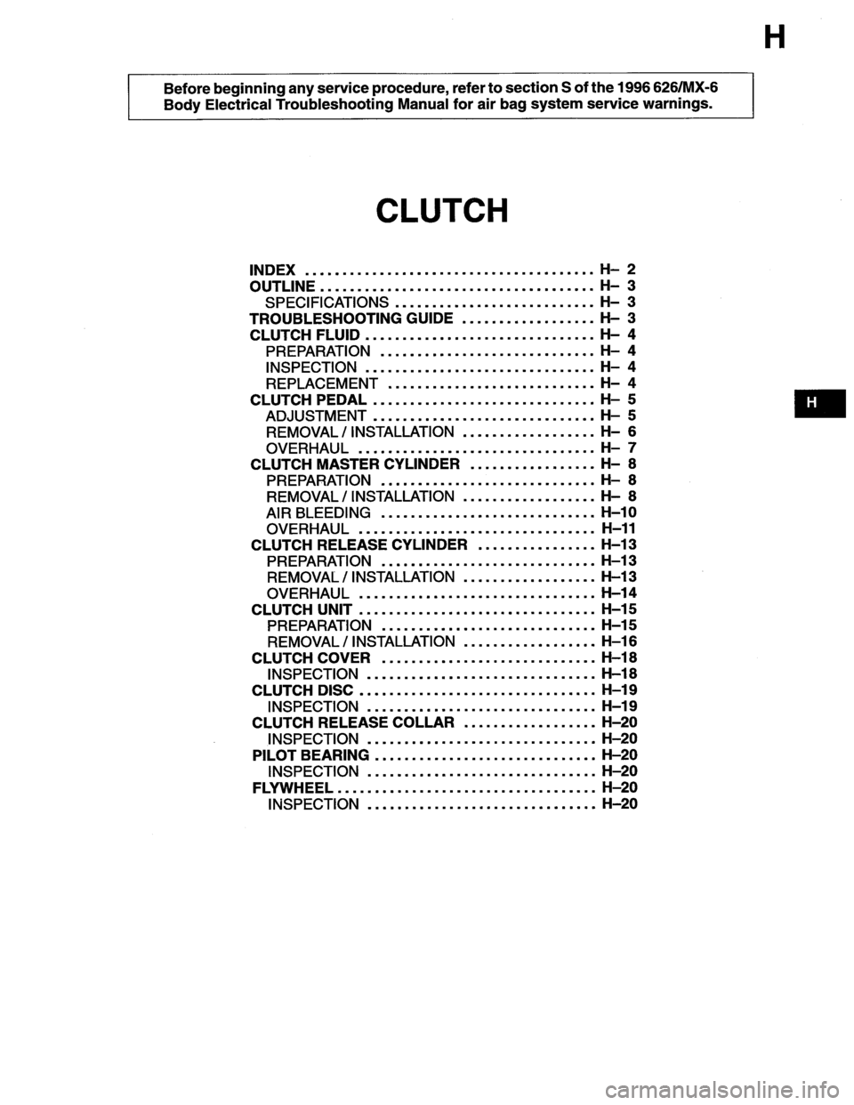 MAZDA MX-6 1996  Workshop Manual 