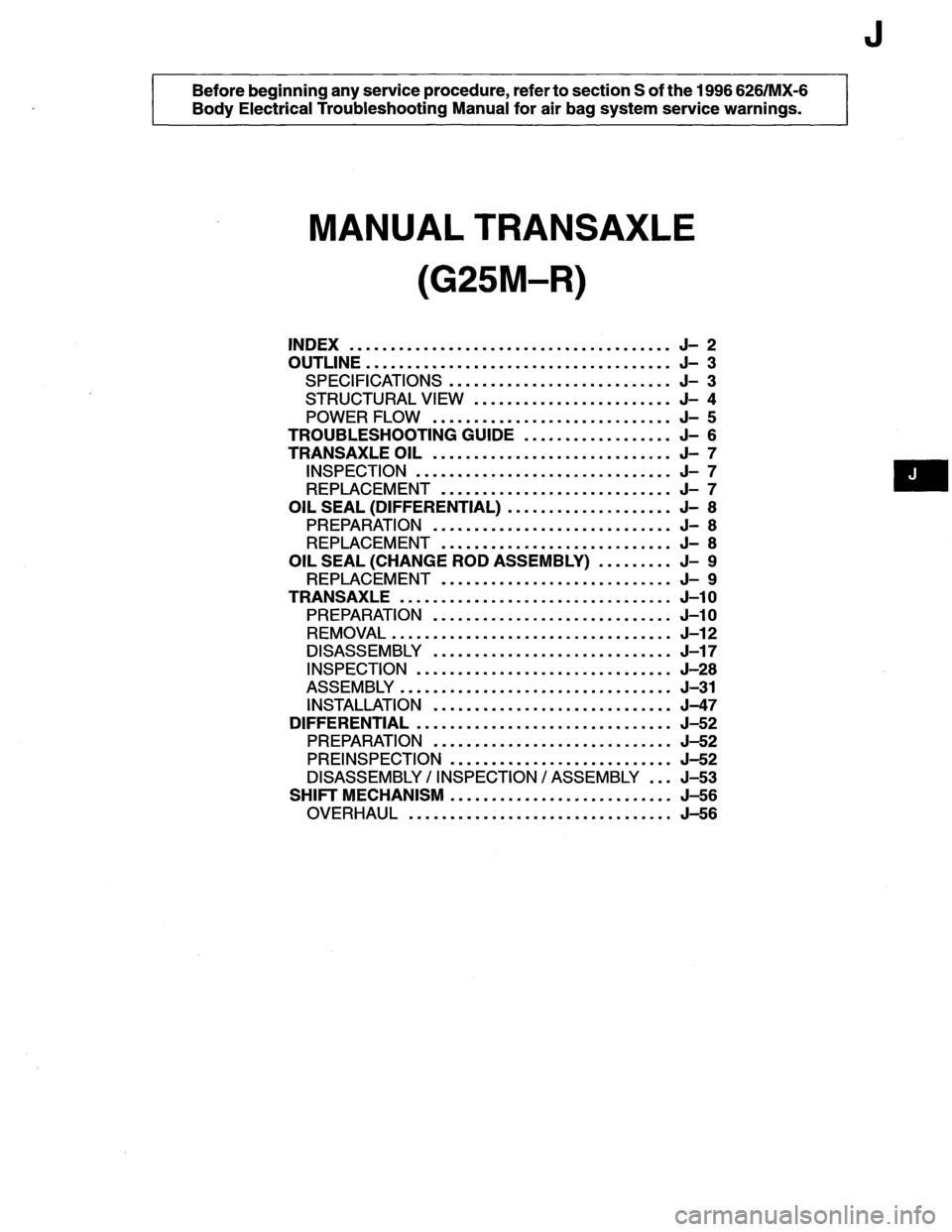 MAZDA MX-6 1996  Workshop Manual 