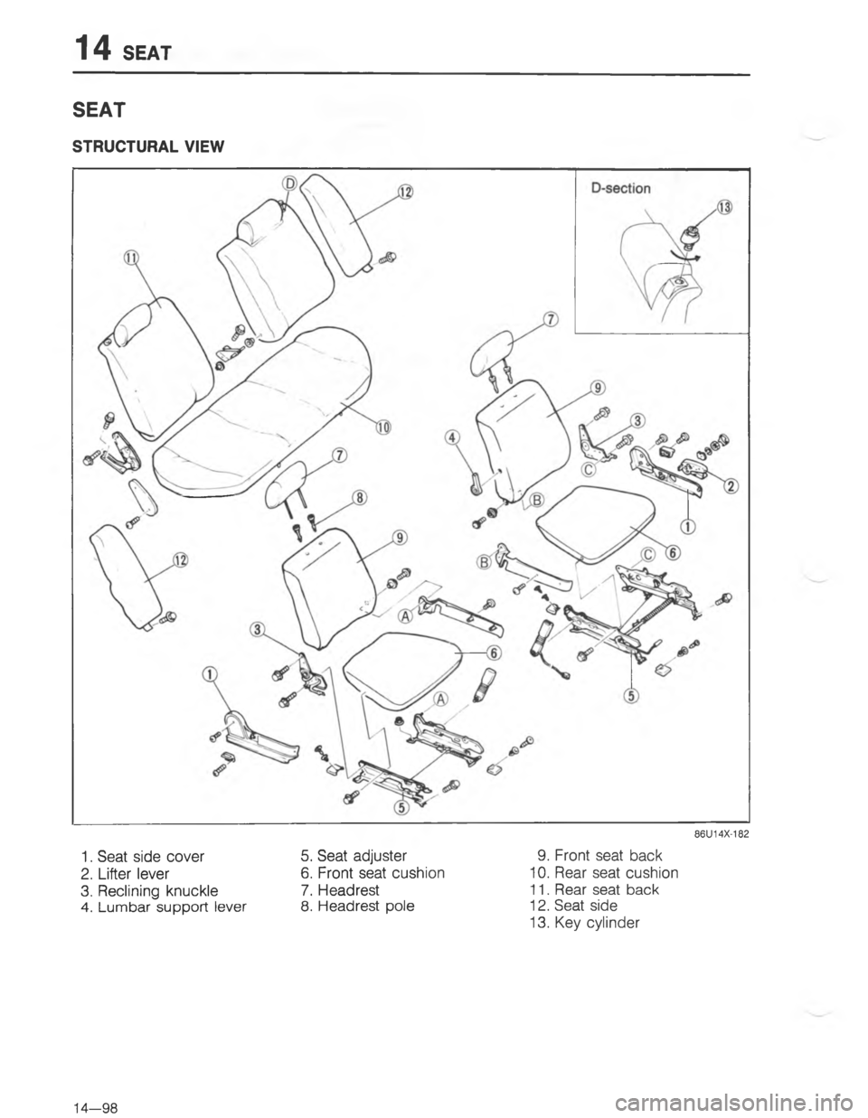 MAZDA MX-6 1988  Workshop Manual  G  75#G & ) 



;
H
GC
<
D




 