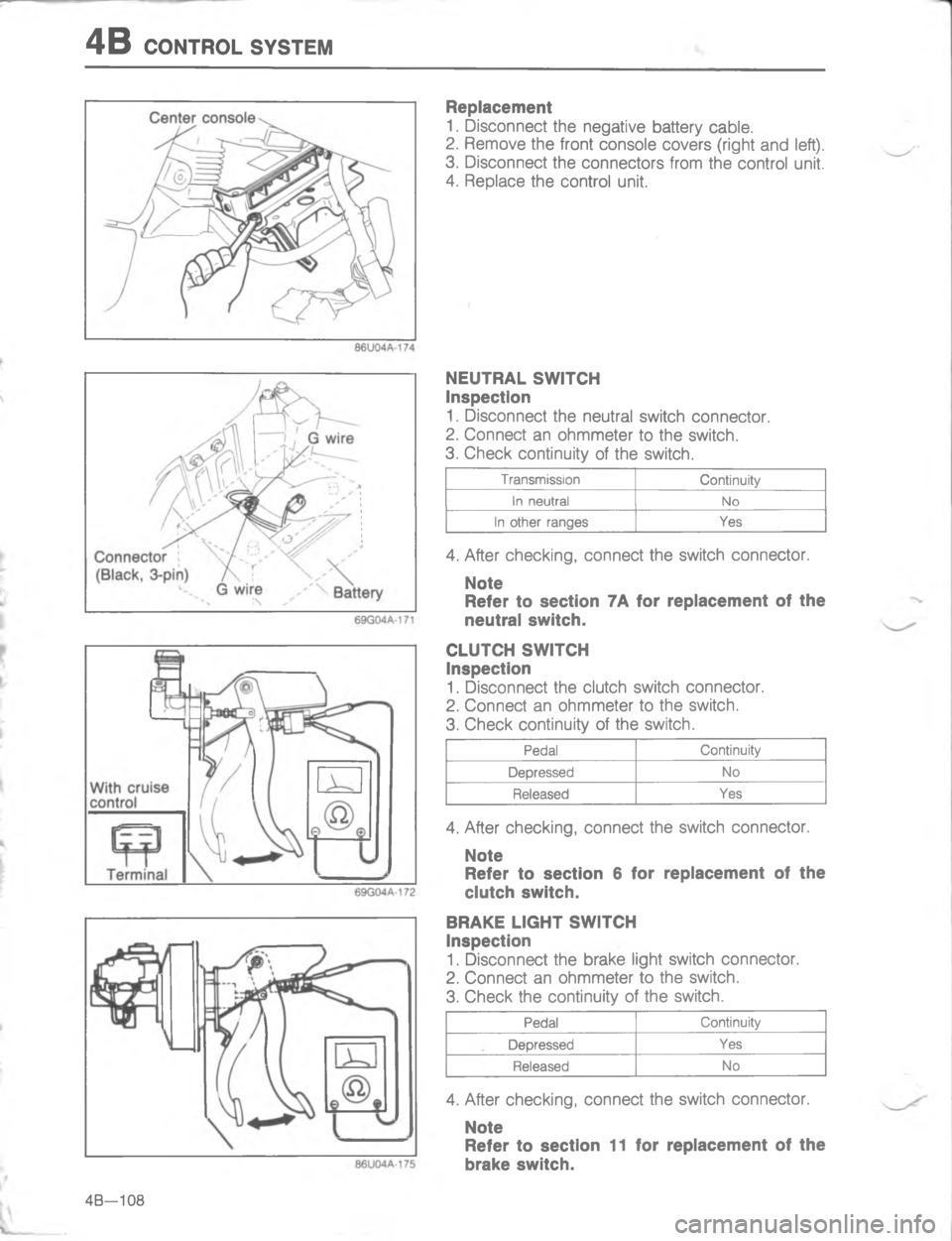 MAZDA MX-6 1988  Workshop Manual -/\(/

;
H
G
=	0


;
H
#
\(


G






;
H
-\(
,\)
46
G


#
:	


;
H
-\(
,6
4\)
G


1G 