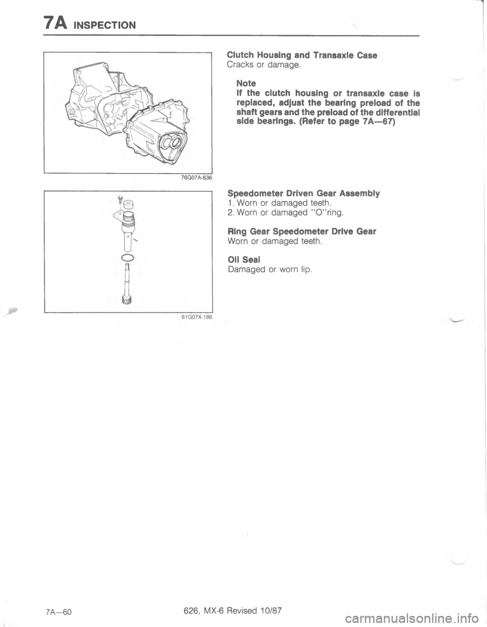 MAZDA MX-6 1988  Workshop Manual 7\)D
\(



*
*


;



,D<; 