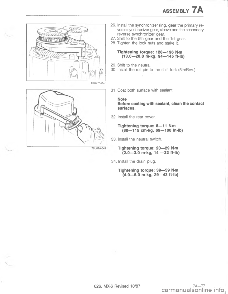 MAZDA MX-6 1988  Workshop Manual 7758.67;
&

;
;

4
;
H=

H

:
*
H

4
H

4
HG

4<;<D 