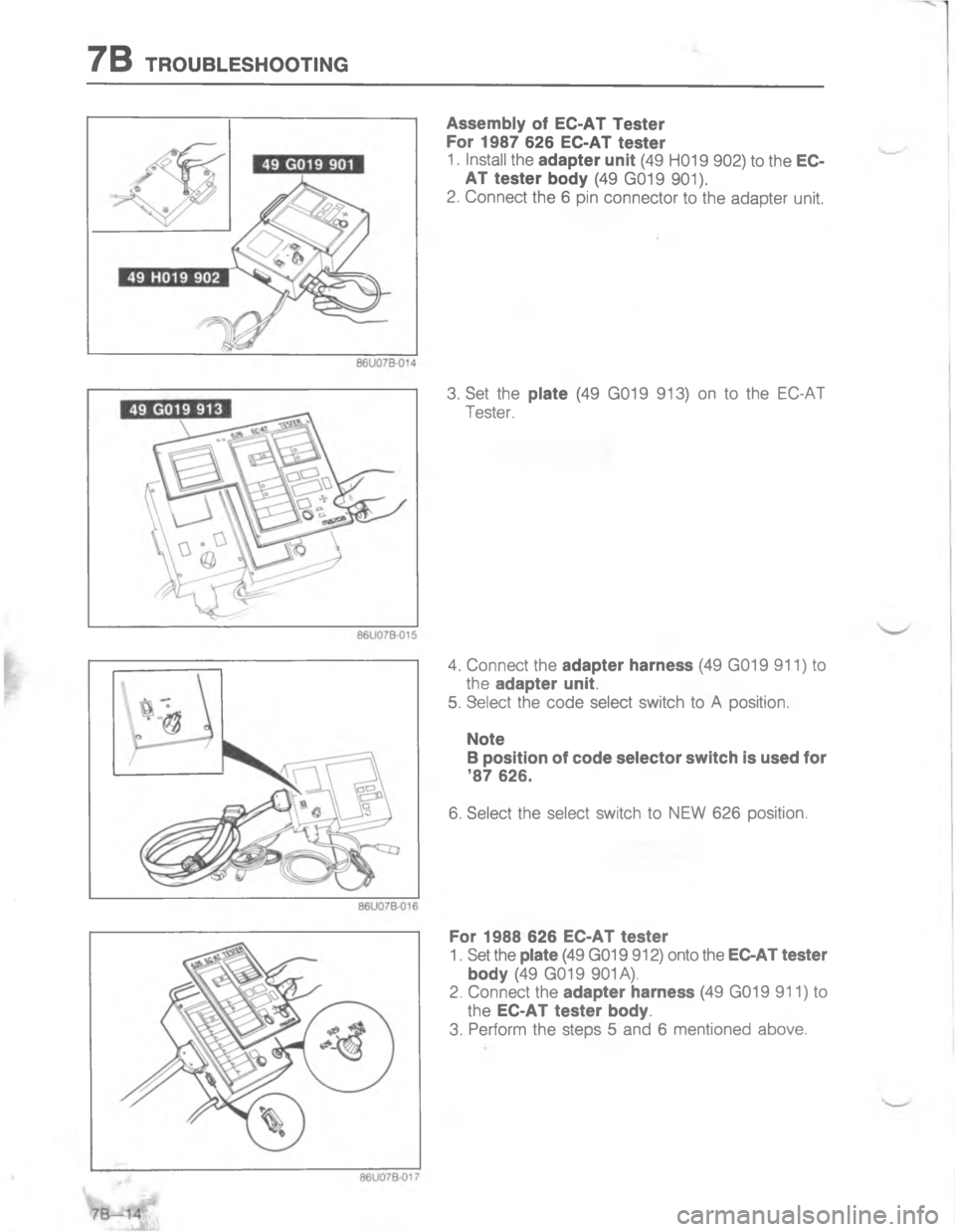MAZDA MX-6 1988  Workshop Manual 7/#4/:8	

2
	2
;
H2G
#
G2

C

:
[
<

2
12
;2G

H 