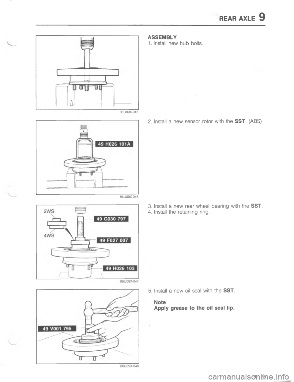 MAZDA MX-6 1988  Workshop Manual 454 >.5	


;2
<
H
G
C

	 