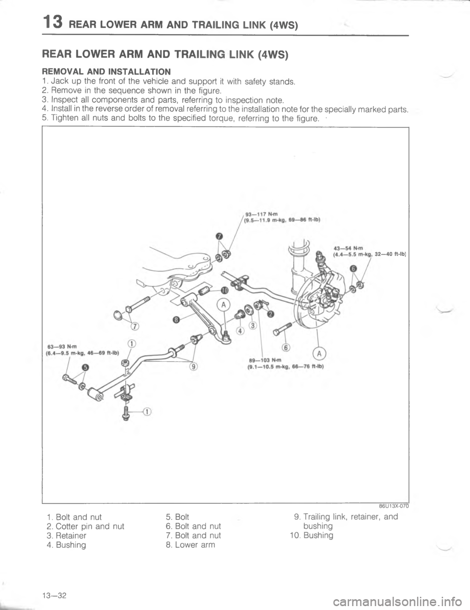 MAZDA MX-6 1988  Workshop Manual H 44
A	

;
H
G
C

;
H
GC
<
D


!	
 