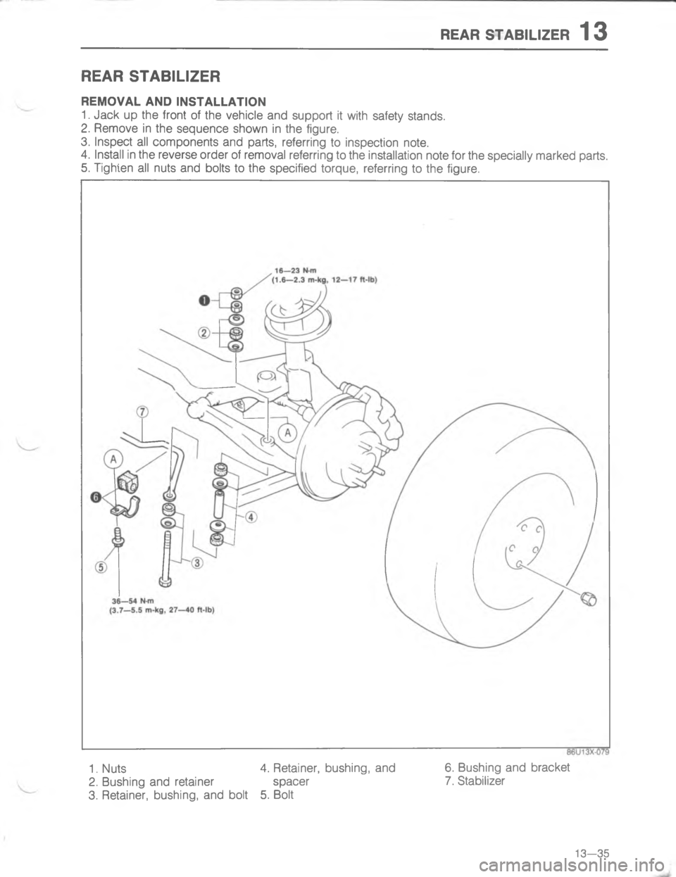 MAZDA MX-6 1988  Workshop Manual 454 7#8.T54	4


;
H
G
C

;
H 