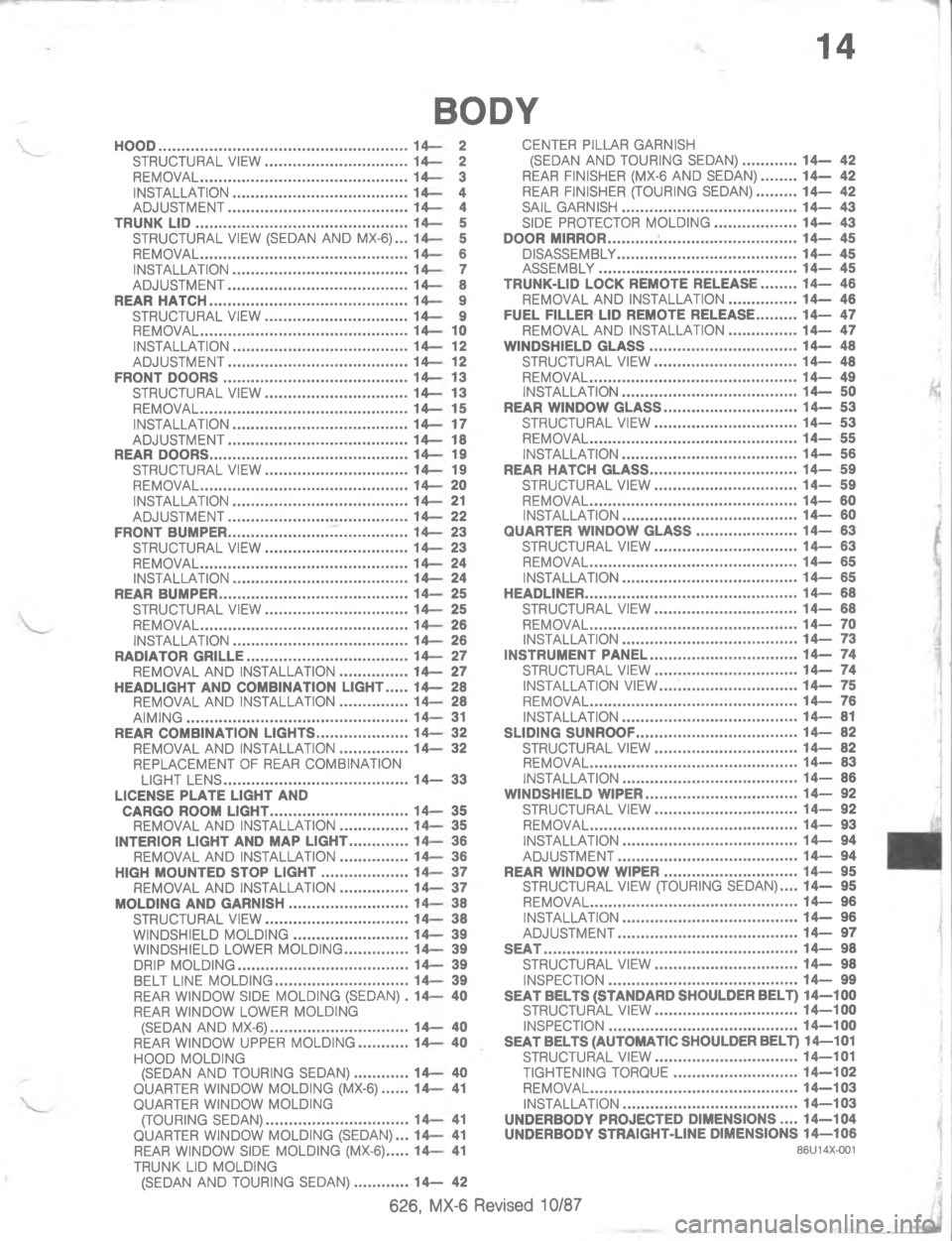 MAZDA MX-6 1988  Workshop Manual 	-/&!
9
7
4
\)
,O:
#4:\)
7
4
\)7
,O:
4
7
4
\)
,O:
E
7
4
\)
,O:
4
7
4
\)7
,O:

E4
7
4
\)
4
7
4
\)
4,
4
95,.@9#
4

4
4
4
.
.
\(
4

4
9
4
/.
7


,
8