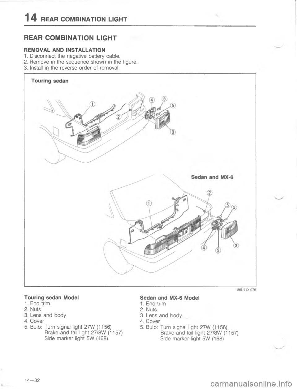 MAZDA MX-6 1988  Workshop Manual G44
A	0

;
H
#


;
H
G
C
8
7

;
H
G
C
8
7 