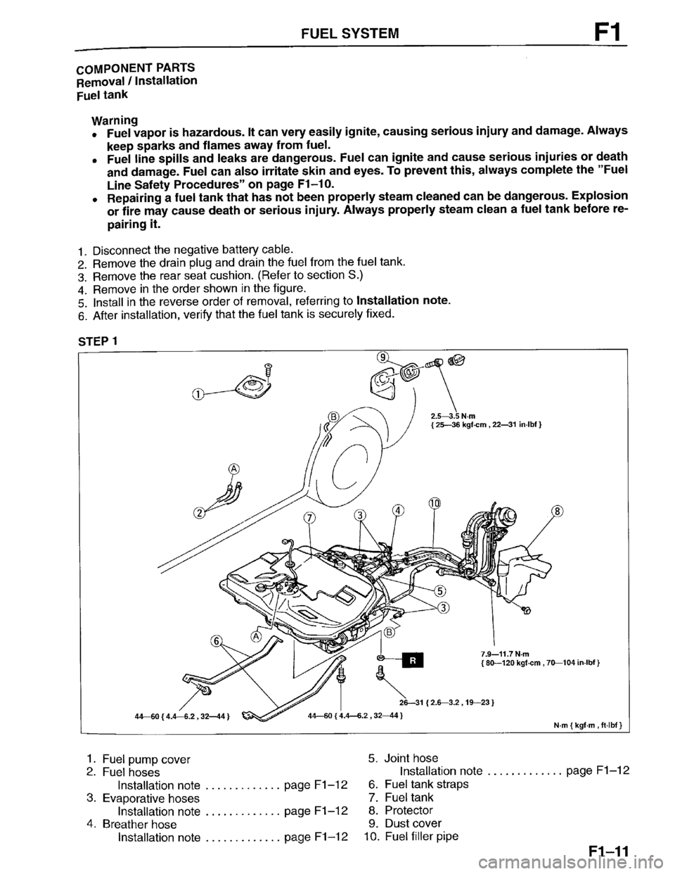 MAZDA PROTEGE 1996  Workshop Manual 