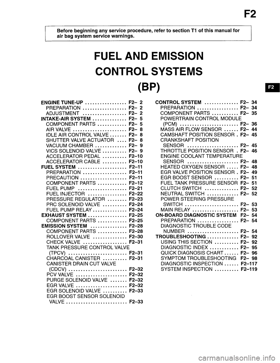 MAZDA PROTEGE 1996  Workshop Manual 