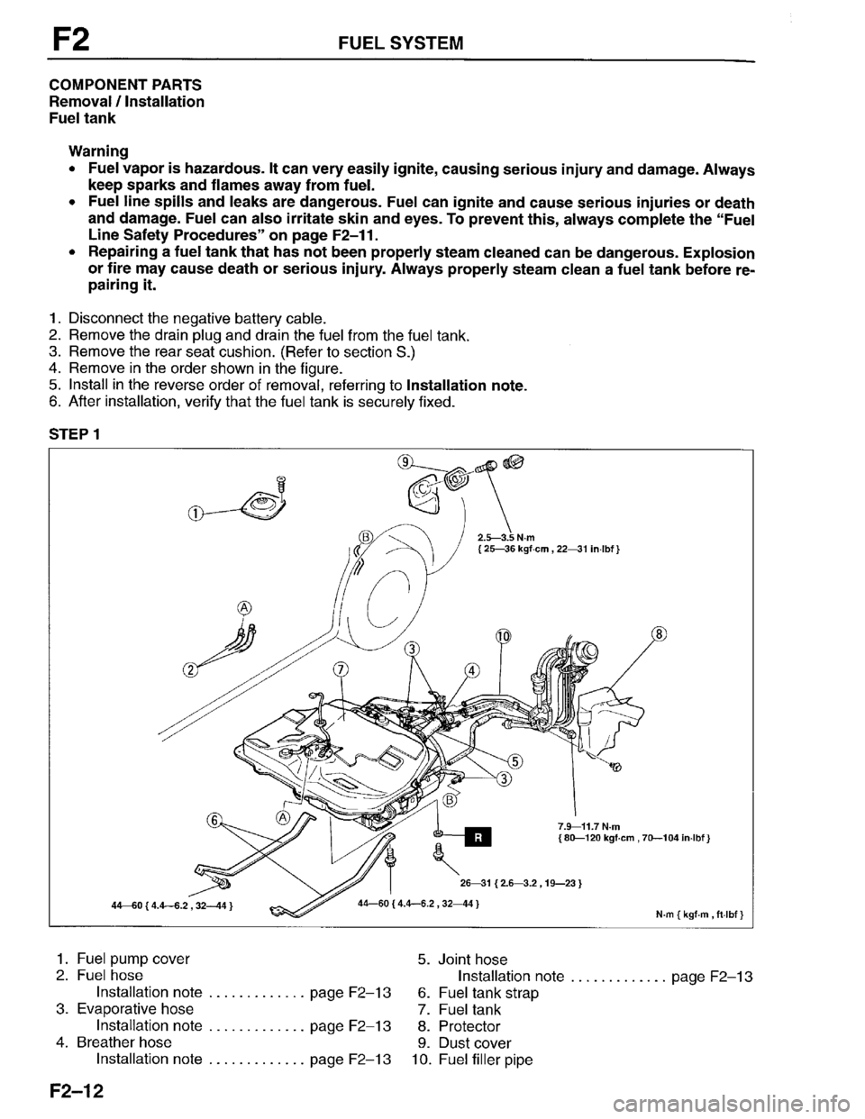 MAZDA PROTEGE 1996  Workshop Manual 