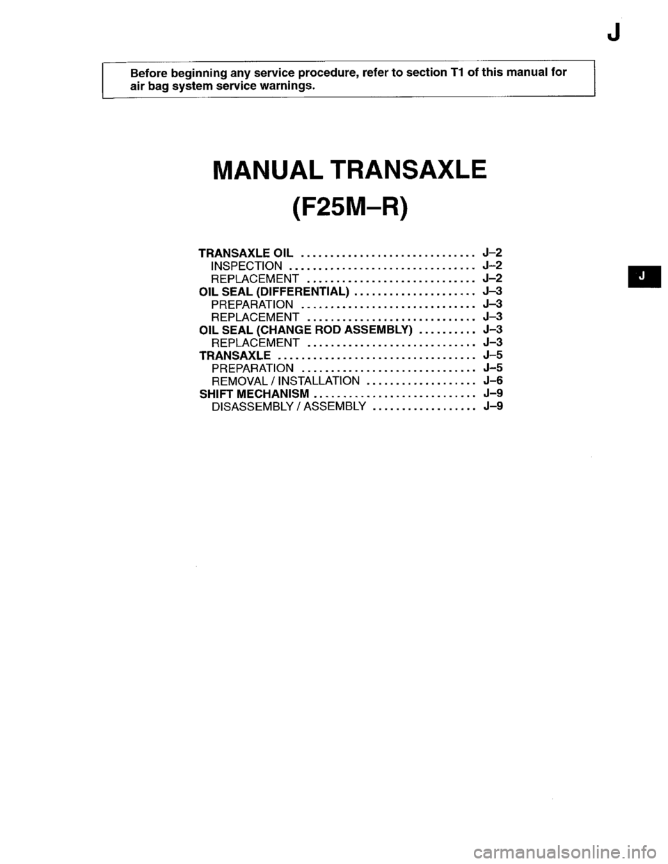 MAZDA PROTEGE 1996  Workshop Manual 