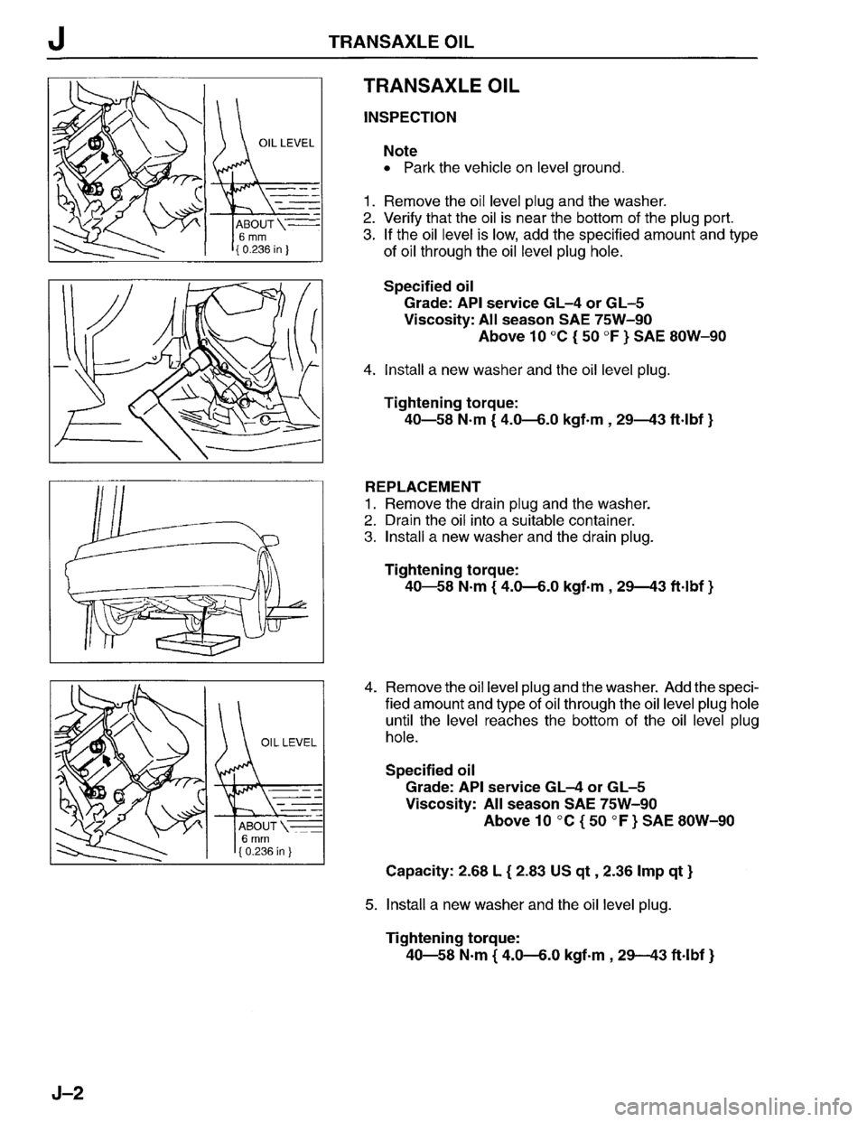 MAZDA PROTEGE 1996  Workshop Manual 