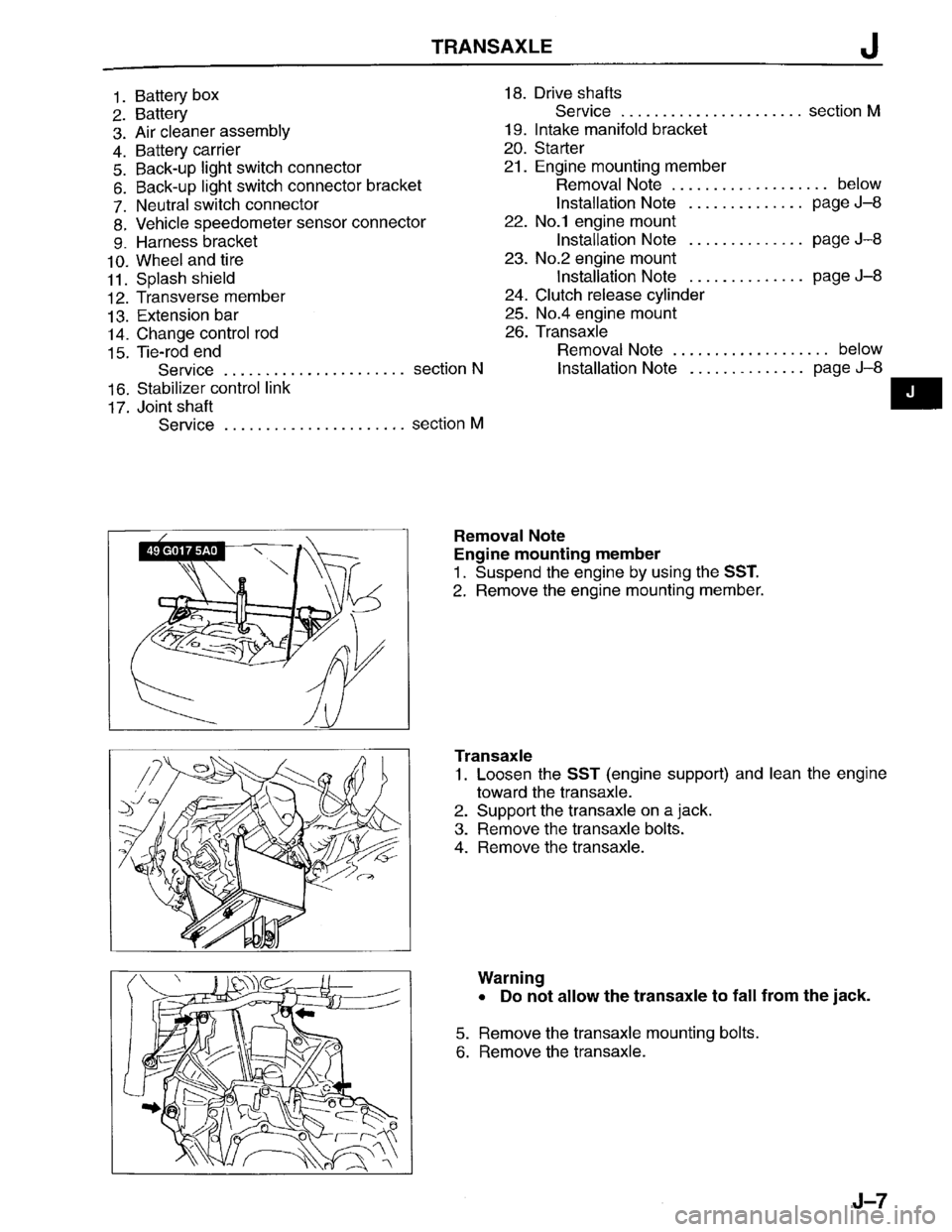 MAZDA PROTEGE 1996  Workshop Manual 
