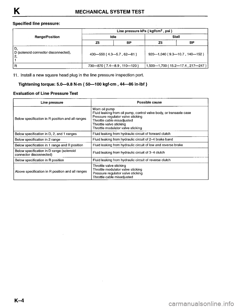 MAZDA PROTEGE 1996  Workshop Manual 
