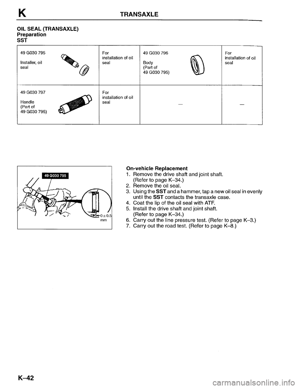 MAZDA PROTEGE 1996  Workshop Manual 
