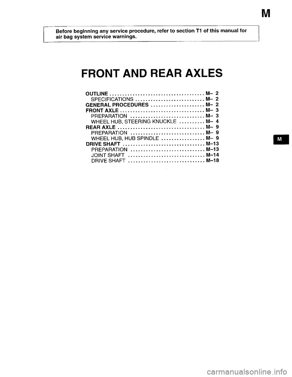 MAZDA PROTEGE 1996  Workshop Manual 