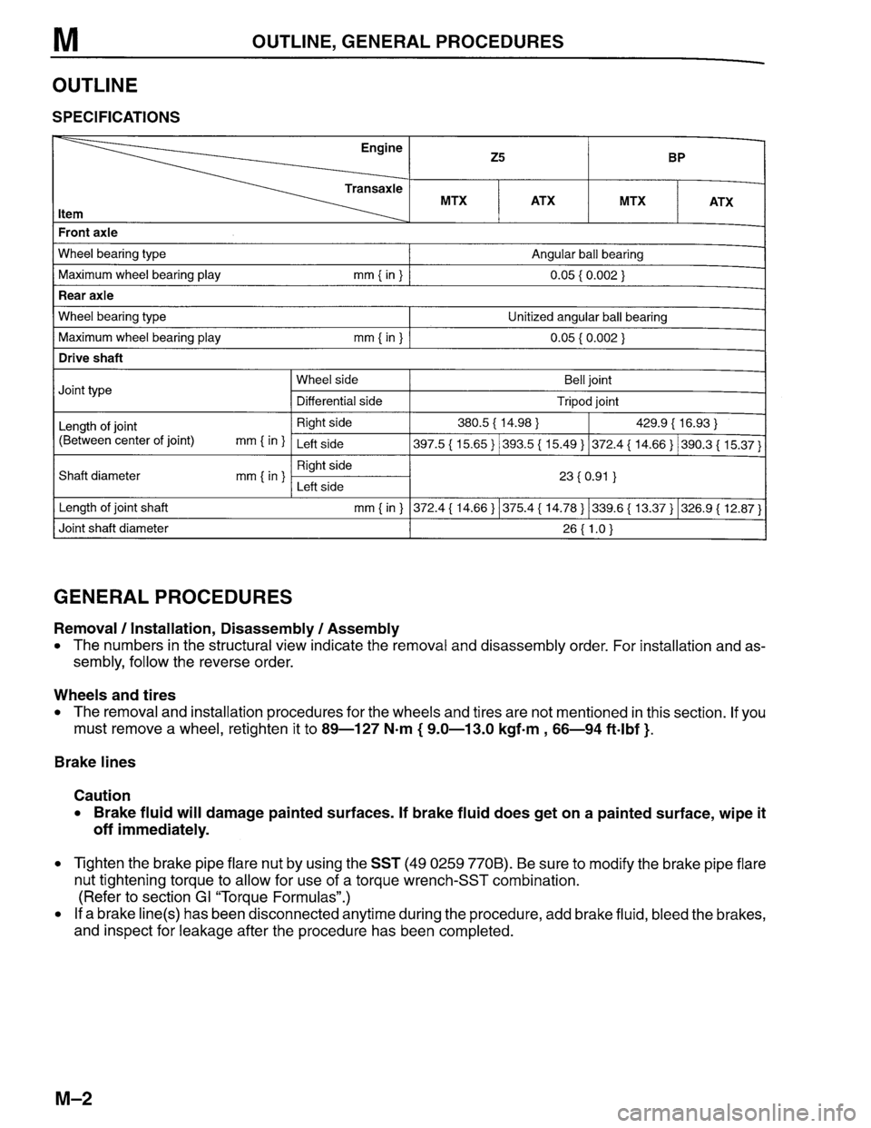 MAZDA PROTEGE 1996  Workshop Manual 