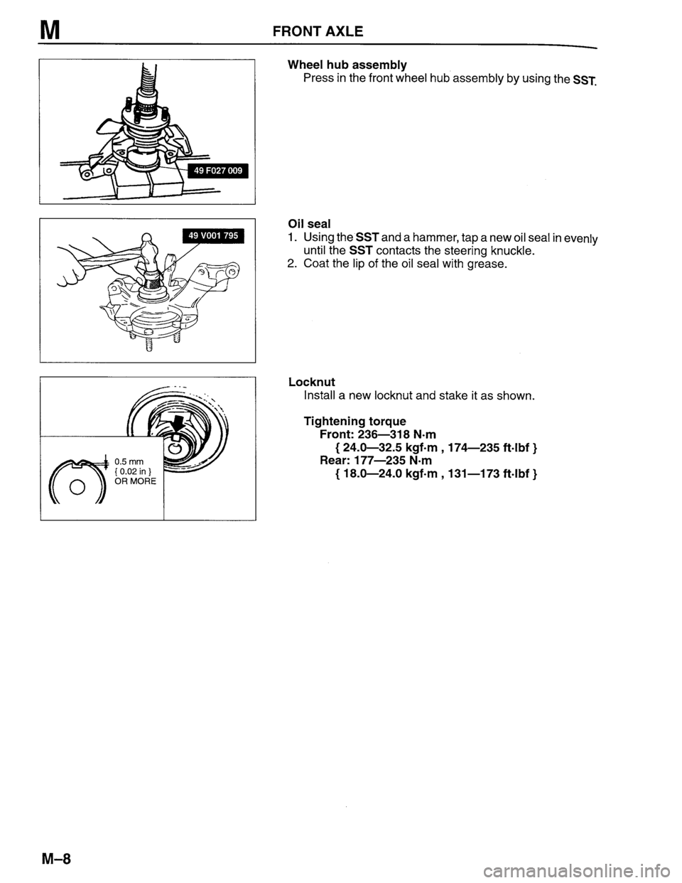 MAZDA PROTEGE 1996  Workshop Manual 