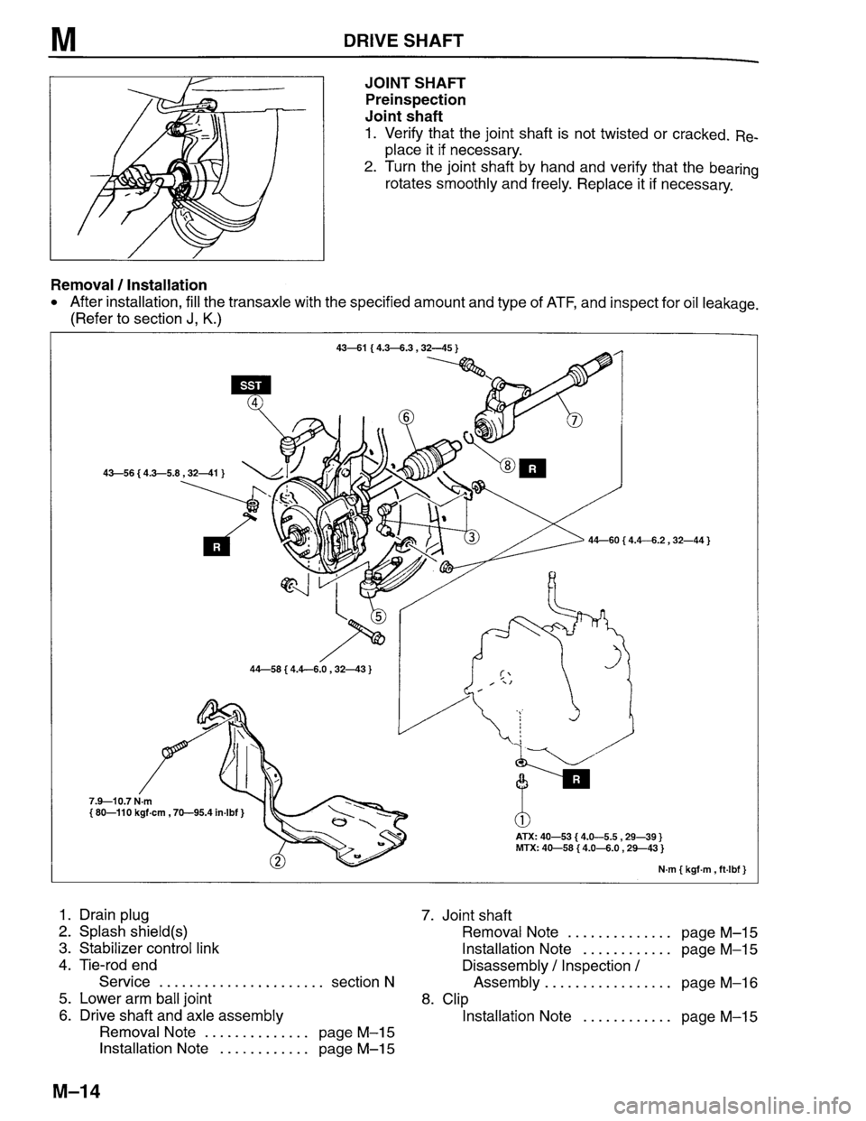 MAZDA PROTEGE 1996  Workshop Manual 