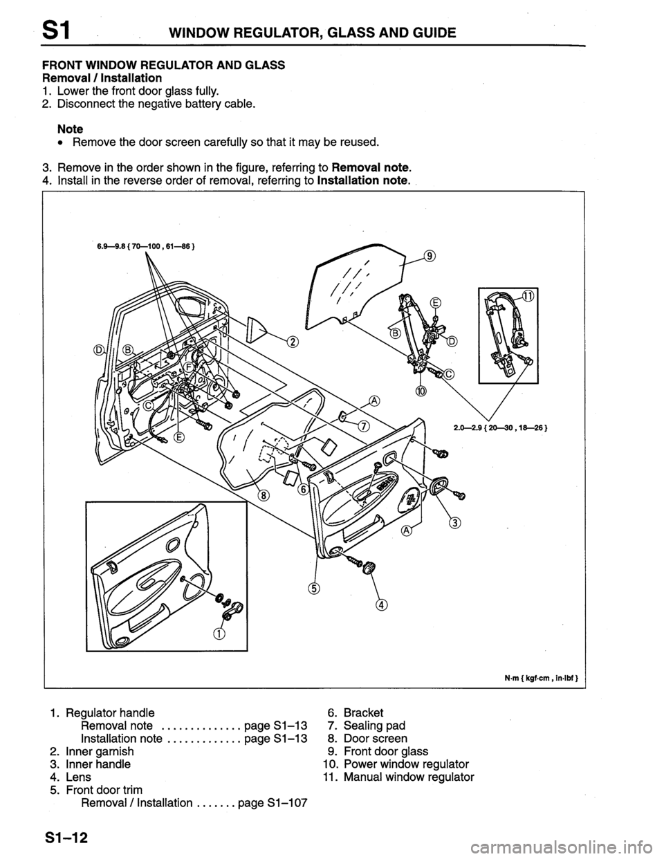 MAZDA PROTEGE 1996  Workshop Manual 