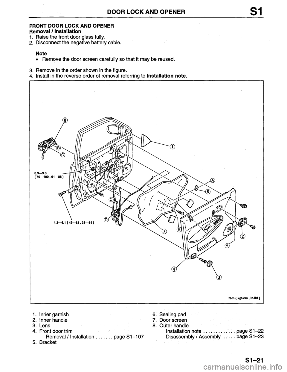 MAZDA PROTEGE 1996  Workshop Manual 