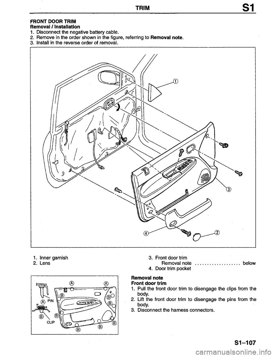 MAZDA PROTEGE 1996  Workshop Manual 