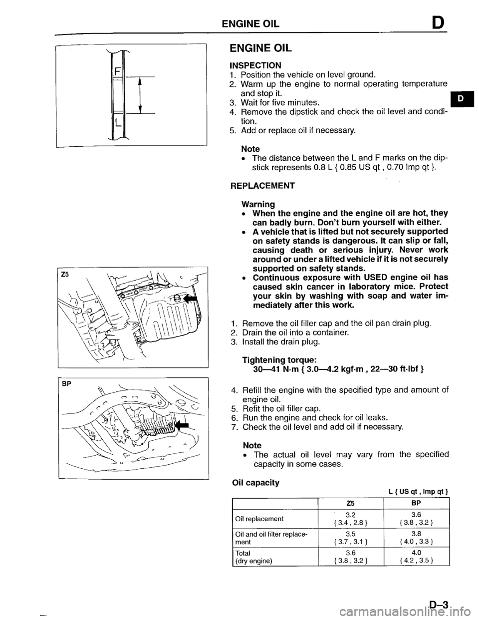 MAZDA PROTEGE 1996  Workshop Manual 