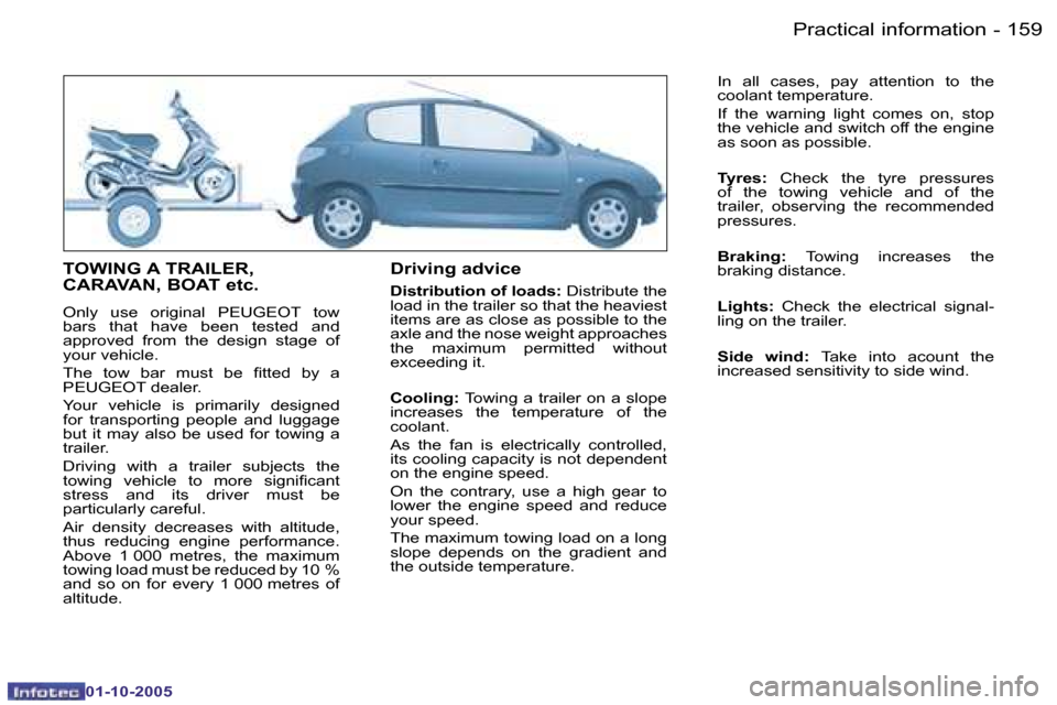 Peugeot 206 Dag 2005.5  Owners Manual �P�r�a�c�t�i�c�a�l� �i�n�f�o�r�m�a�t�i�o�n�1�5�8 �-
�0�1�-�1�0�-�2�0�0�5
�1�5�9�P�r�a�c�t�i�c�a�l� �i�n�f�o�r�m�a�t�i�o�n�-
�0�1�-�1�0�-�2�0�0�5
�T�O�W�I�N�G� �A� �T�R�A�I�L�E�R�,�  
�C�A�R�A�V�A�N�,�