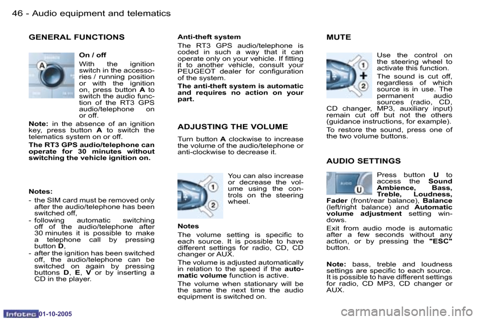 Peugeot 206 Dag 2005.5  Owners Manual �4�6 �-�A�u�d�i�o� �e�q�u�i�p�m�e�n�t� �a�n�d� �t�e�l�e�m�a�t�i�c�s
�0�1�-�1�0�-�2�0�0�5
�4�7
�-�A�u�d�i�o� �e�q�u�i�p�m�e�n�t� �a�n�d� �t�e�l�e�m�a�t�i�c�s
�0�1�-�1�0�-�2�0�0�5
�G�E�N�E�R�A�L� �F�U�N