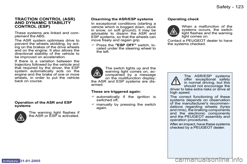 Peugeot 206 Dag 2004.5  Owners Manual �1�2�2 �-
�3�1�-�0�1�-�2�0�0�5
�1�2�3
�-
�3�1�-�0�1�-�2�0�0�5
�T�R�A�C�T�I�O�N� �C�O�N�T�R�O�L� �(�A�S�R�)�  
�A�N�D� �D�Y�N�A�M�I�C� �S�T�A�B�I�L�I�T�Y� 
�C�O�N�T�R�O�L� �(�E�S�P�)
�T�h�e�s�e�  �s�y�