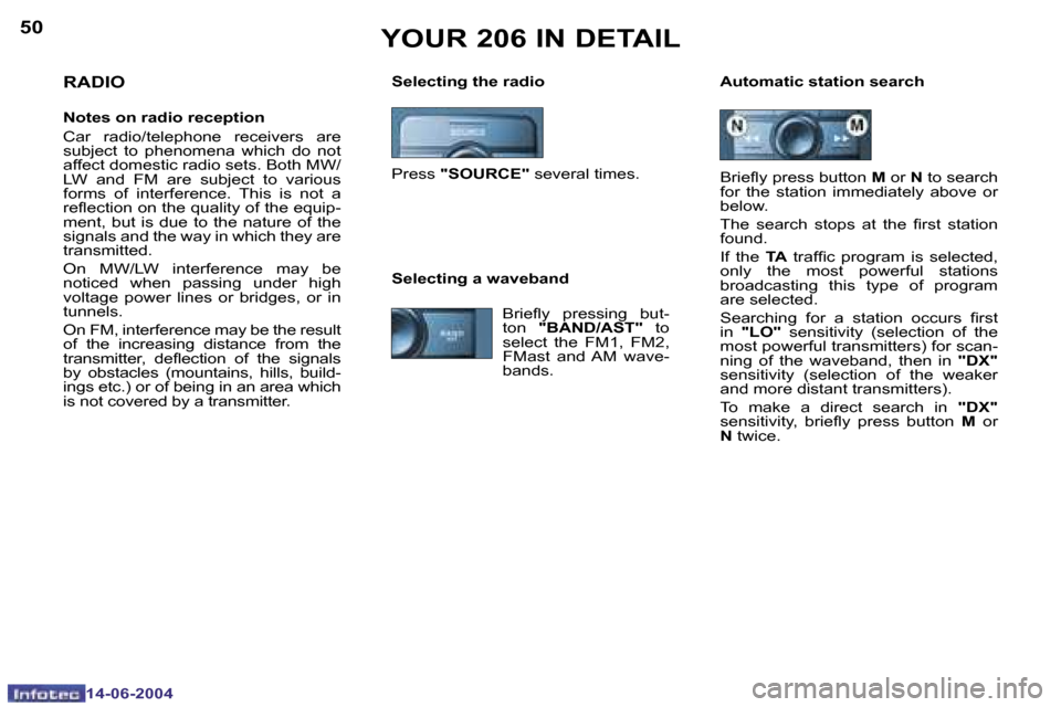 Peugeot 206 Dag 2004  Owners Manual �5�0
�1�4�-�0�6�-�2�0�0�4
�5�1
�1�4�-�0�6�-�2�0�0�4
�Y�O�U�R� �2�0�6� �I�N� �D�E�T�A�I�L
�S�e�l�e�c�t�i�n�g� �t�h�e� �r�a�d�i�o �A�u�t�o�m�a�t�i�c� �s�t�a�t�i�o�n� �s�e�a�r�c�h�R�A�D�I�O
�N�o�t�e�s� �