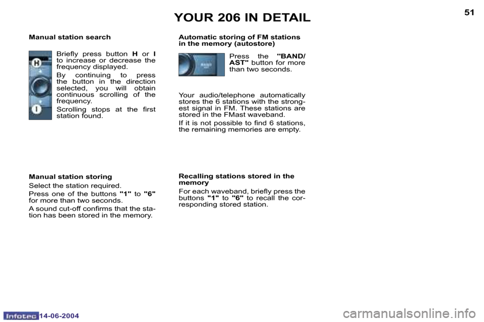 Peugeot 206 Dag 2004  Owners Manual �5�0
�1�4�-�0�6�-�2�0�0�4
�5�1
�1�4�-�0�6�-�2�0�0�4
�B�r�i�e�l�y�  �p�r�e�s�s�  �b�u�t�t�o�n� �H�  �o�r �  �I� 
�t�o�  �i�n�c�r�e�a�s�e�  �o�r�  �d�e�c�r�e�a�s�e�  �t�h�e�  
�f�r�e�q�u�e�n�c�y� �d�i�s