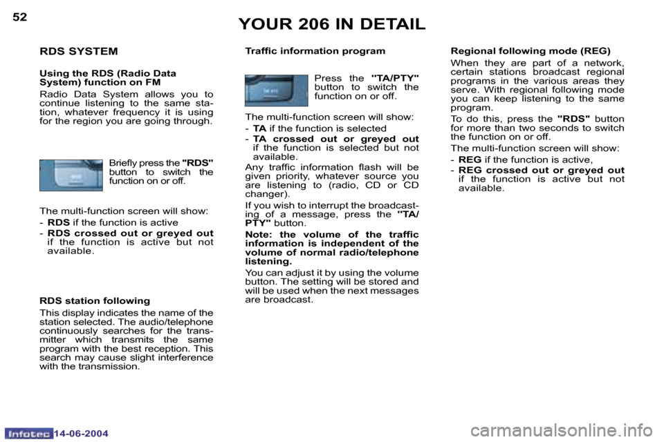 Peugeot 206 Dag 2004  Owners Manual �5�2
�1�4�-�0�6�-�2�0�0�4
�5�3
�1�4�-�0�6�-�2�0�0�4
�Y�O�U�R� �2�0�6� �I�N� �D�E�T�A�I�L
�R�e�g�i�o�n�a�l� �f�o�l�l�o�w�i�n�g� �m�o�d�e� �(�R�E�G�) 
�W�h�e�n�  �t�h�e�y�  �a�r�e�  �p�a�r�t�  �o�f�  �a