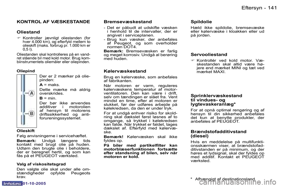 Peugeot 206 SW 2005.5  Instruktionsbog (in Danish) �E�f�t�e�r�s�y�n�1�4�0 �-
�0�1�-�1�0�-�2�0�0�5
�1�4�1�E�f�t�e�r�s�y�n�-
�0�1�-�1�0�-�2�0�0�5
�K�O�N�T�R�O�L� �A�F� �V�Æ�S�K�E�S�T�A�N�D�E
�O�l�i�e�s�t�a�n�d 
�F�  �K�o�n�t�r�o�l�l�e�r� 
�j�æ�v�n�l�i