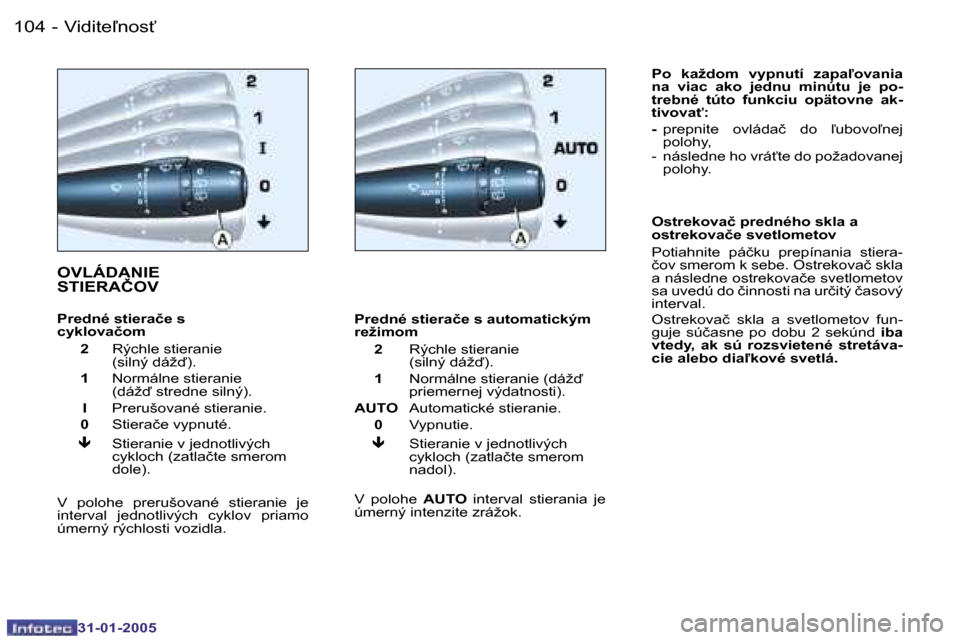 Peugeot 206 SW 2004.5  Užívateľská príručka (in Slovak) �1�0�4 �-
�3�1�-�0�1�-�2�0�0�5
�1�0�5
�-
�3�1�-�0�1�-�2�0�0�5
�O�V�L�Á�D�A�N�I�E�  
�S�T�I�E�R�A�Č�O�V
�P�r�e�d�n�é� �s�t�i�e�r�a�č�e� �s�  
�c�y�k�l�o�v�a�č�o�m 
�  �2�  �R�ý�c�h�l�e� �s�t�i�e�