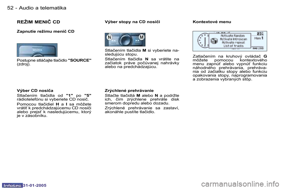 Peugeot 206 SW 2004.5  Užívateľská príručka (in Slovak) �5�2 �-
�3�1�-�0�1�-�2�0�0�5
�5�3
�-
�3�1�-�0�1�-�2�0�0�5
�S�t�l�a�č�e�n�í�m� �t�l�a�č�i�d�l�a�  �M� �s�i� �v�y�b�e�r�i�e�t�e� �n�a�-
�s�l�e�d�u�j�ú�c�u� �s�t�o�p�u�. 
�S�t�l�a�č�e�n�í�m�  �t�l�