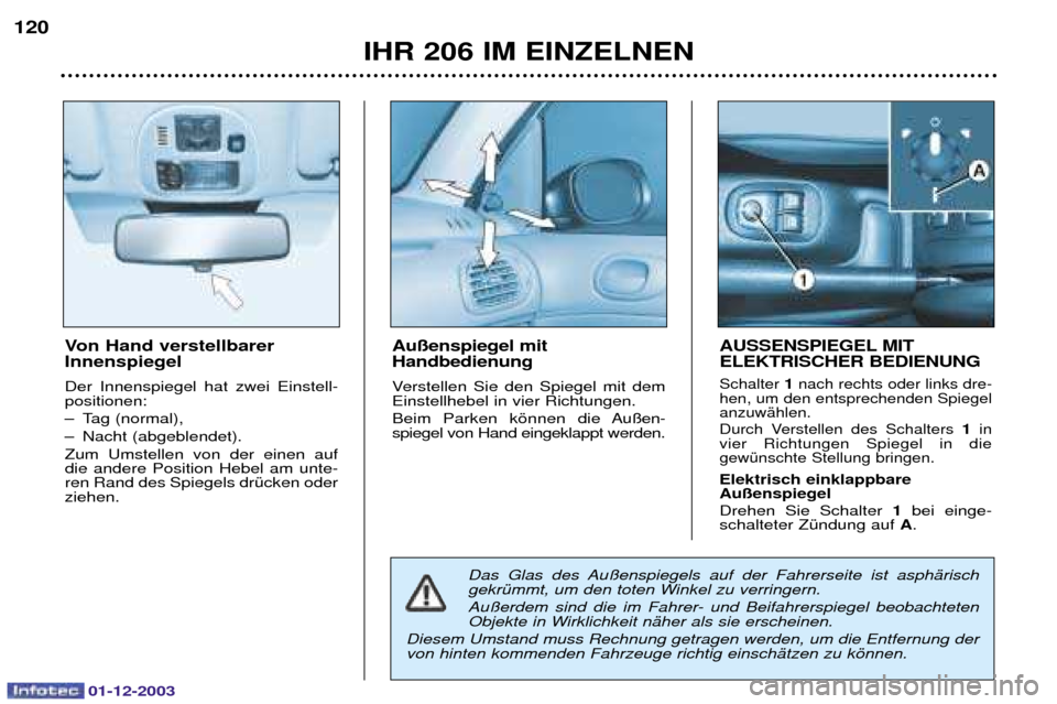 Peugeot 206 SW 2003.5  Betriebsanleitung (in German) 01-12-2003
IHR 206 IM EINZELNEN
Von Hand verstellbarer Innenspiegel  
	 $  +   $< 
= 6	:
= ;6:&
-   	  