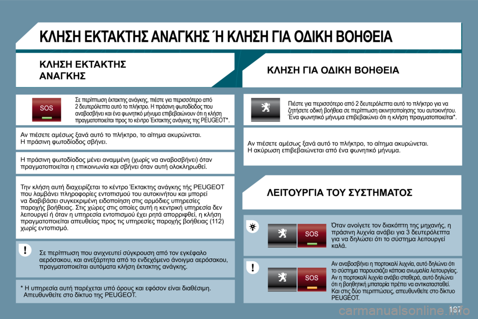 Peugeot 207 CC 2010  Εγχειρίδιο χρήσης (in Greek) 197
�