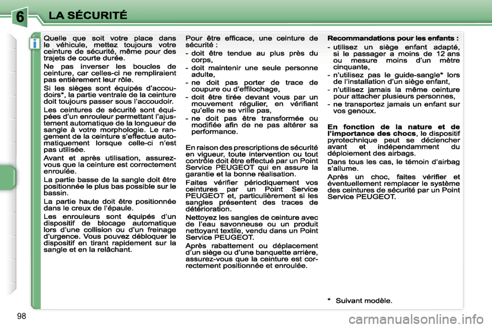 Peugeot 207 CC 2007  Manuel du propriétaire (in French) �i
�9�8                                                                