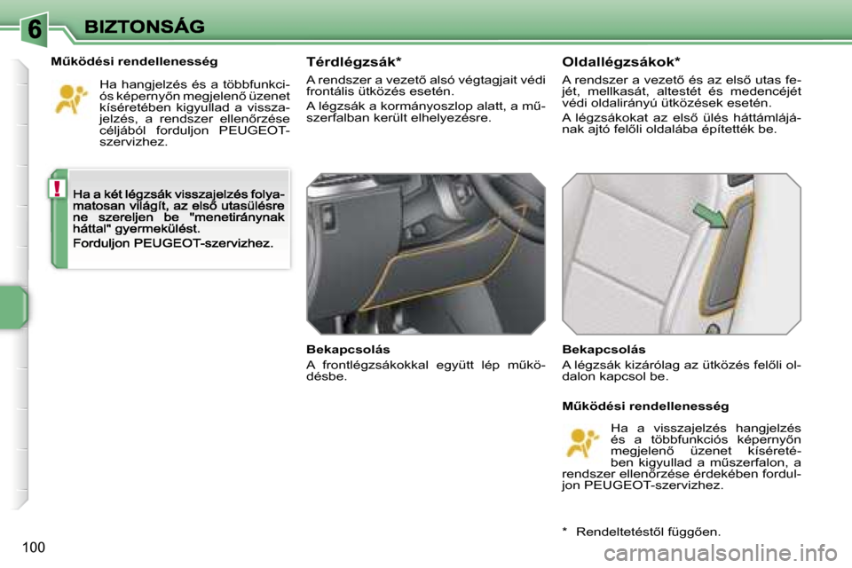 Peugeot 207 CC 2007  Kezelési útmutató (in Hungarian) �!
�1�0�0
�MC�k�ö�d�é�s�i� �r�e�n�d�e�l�l�e�n�e�s�s�é�g
�H�a�  �h�a�n�g�j�e�l�z�é�s�  �é�s�  �a�  �t�ö�b�b�f�u�n�k�c�i�-�ó�s� �k�é�p�e�r�n�y5�n� �m�e�g�j�e�l�e�n5� �ü�z�e�n�e�t� �k�í�s�é
