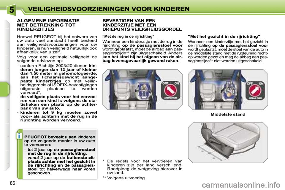 Peugeot 207 CC 2007  Handleiding (in Dutch) �i
�8�6
�A�L�G�E�M�E�N�E� �I�N�F�O�R�M�A�T�I�E�  
�M�E�T� �B�E�T�R�E�K�K�I�N�G� �T�O�T� 
�K�I�N�D�E�R�Z�I�T�J�E�S
�H�o�e�w�e�l�  �P�E�U�G�E�O�T�  �b�i�j�  �h�e�t�  �o�n�t�w�e�r�p�  �v�a�n� �u�w�  �a�u