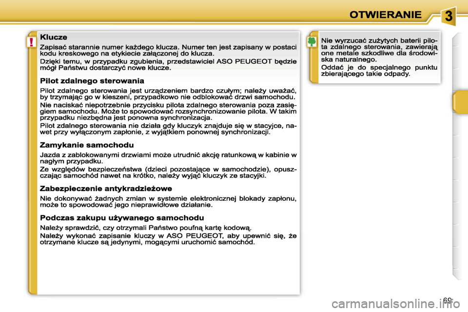 Peugeot 207 CC 2007  Instrukcja Obsługi (in Polish) �!
�6�9                               
