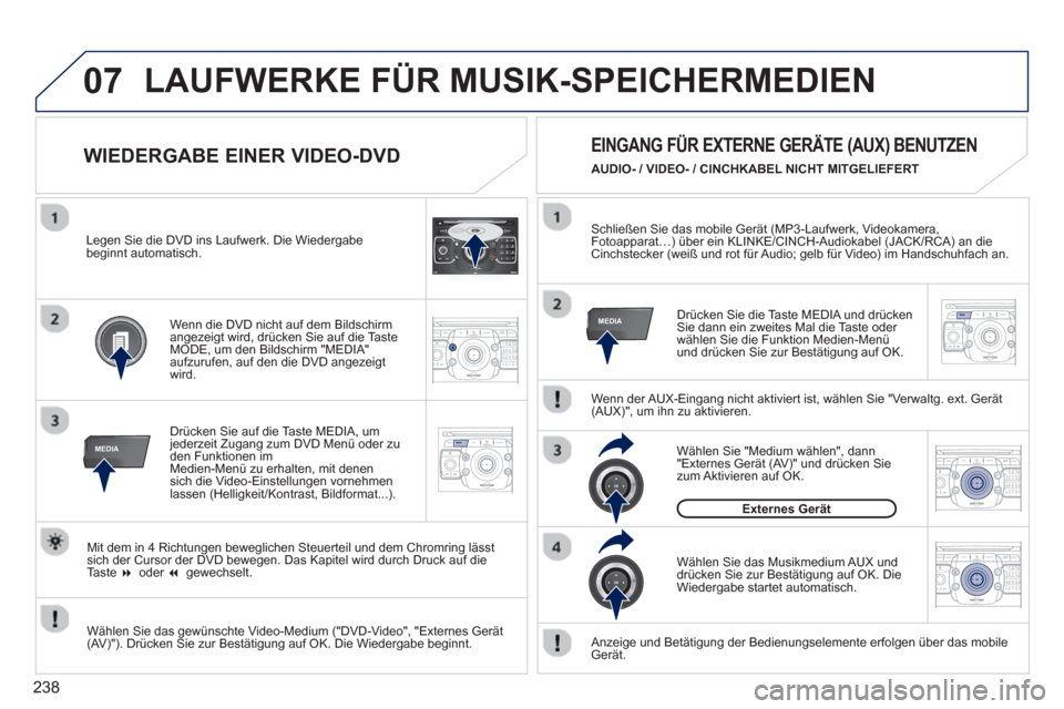 Peugeot 3008 Hybrid 4 2013  Betriebsanleitung (in German) 238
07
MEDIA
2ABC3DEF5JKL4GHI6MNO8TUV7PQRS9WXYZ0*#
1RADIO MEDIANAV ESC TRAFFIC
SETUPADDR
BOOK
MEDIA
2ABC3DEF5JKL4GHI6MNO8TUV7PQRS9WXYZ0*#
1RADIO MEDIANAV TRAFFIC
SETUPADDR
BOOK
2ABC3DEF5JKL4GHI6MNO8TU